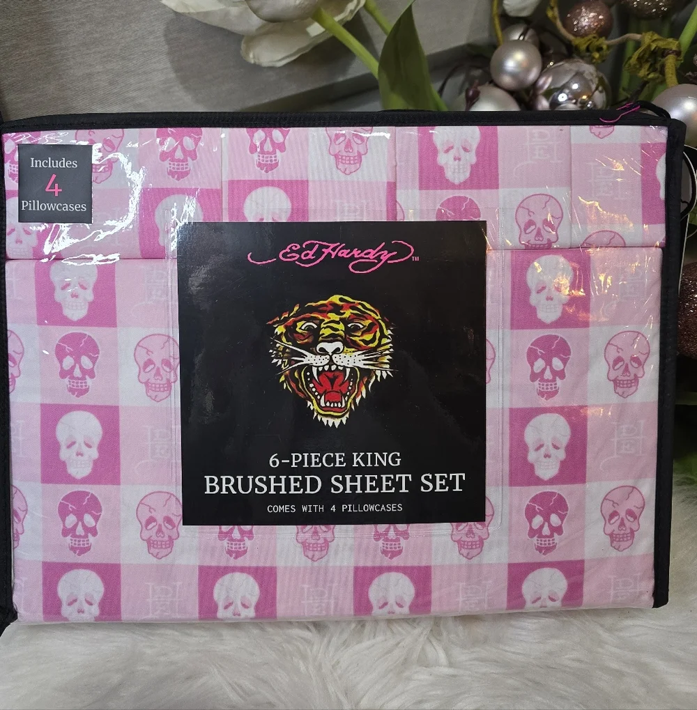 Ed Hardy 6Piece King Double Brushed sheet set.New